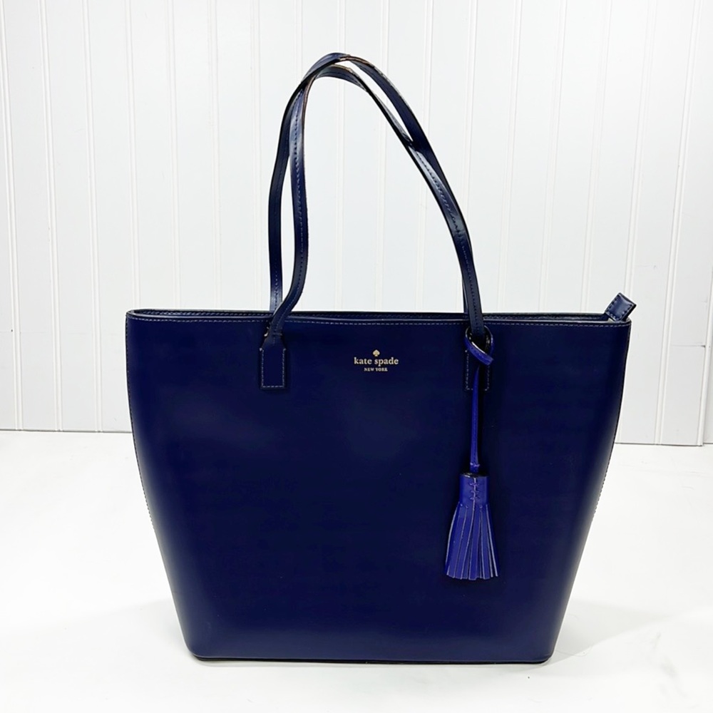 KATE SPADE | Karla Sapphire Wright Place Blue Leather Tote